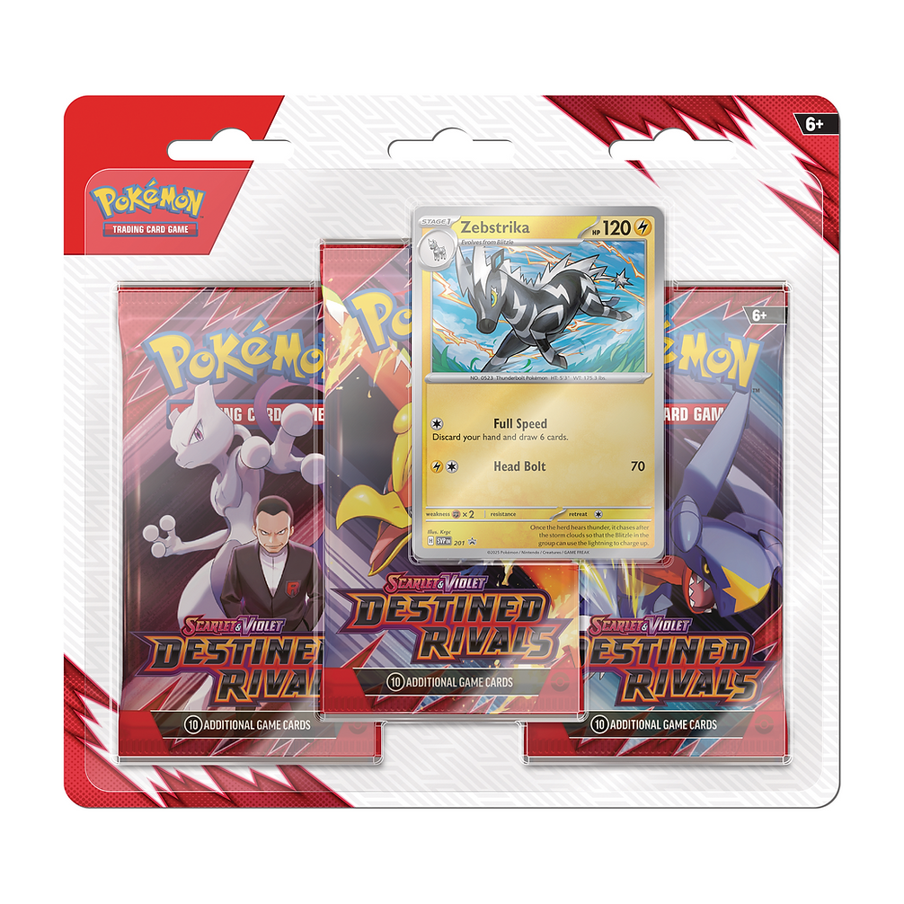 Pokémon TCG: Destined Rivals 'Zebstrika' Three Pack Blister